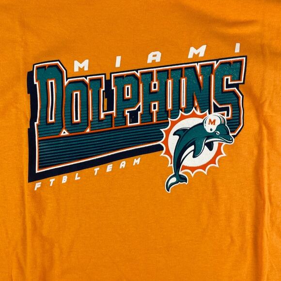 NFL Team Apparel Men Large Orange Miami Dolphins 100% Cotton Short Sleeve Shirt - Picture 2 of 10